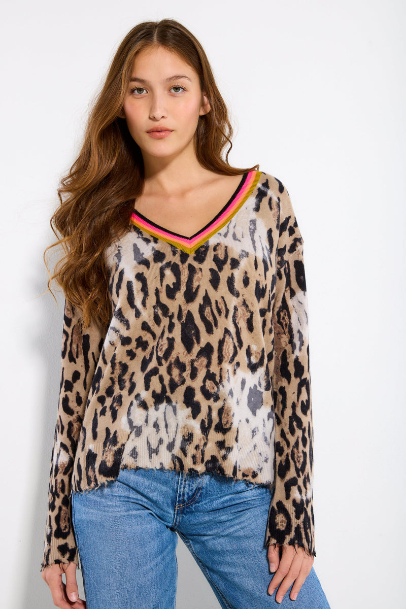 Tiger print sweater top women's