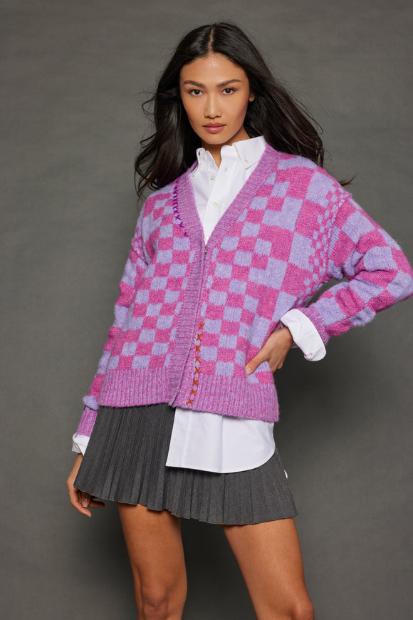 LISA TODD CHECKER CARDIGAN