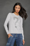 LISA TODD QUESTION MARK COTTON CASHMERE BLEND SWEATER